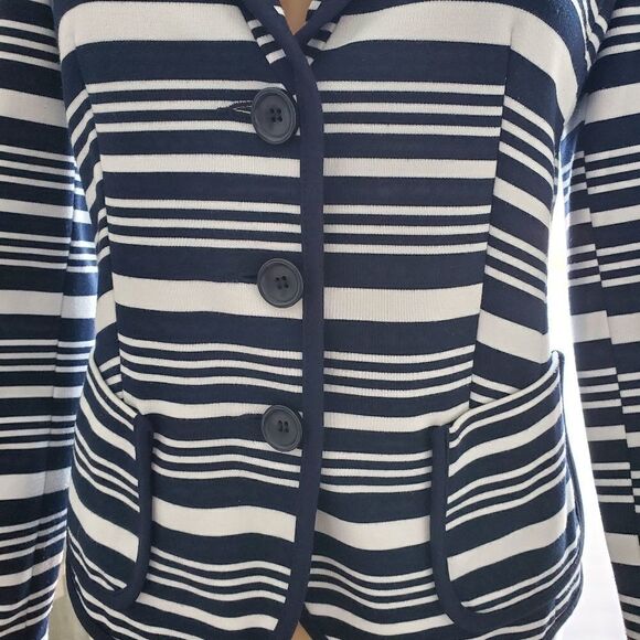 INC women's Striped blazer Navy And White Size 0 - Picture 7 of 8